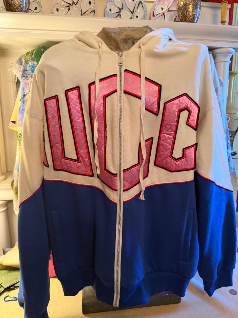 Gucci Game Logo Felted Cotton Jersey Zip Hoodie,